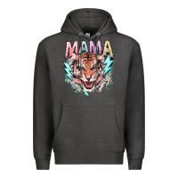 Charcoal Heather Mama tiger lightning bolt Premium Hoodie - HowdyJamesFarm