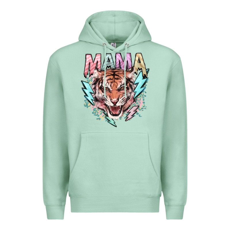 Mama Tiger Lightning Bolt Premium Hoodie by HowdyJamesFarm | Teevron
