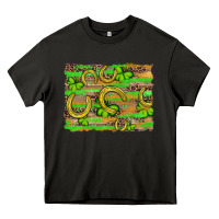 Horseshoe Shamrock Leopard Wood Glitter Background Heavy Core Tee | Teevron