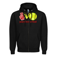 Peace Love Softball Zipper Hoodie | Teevron