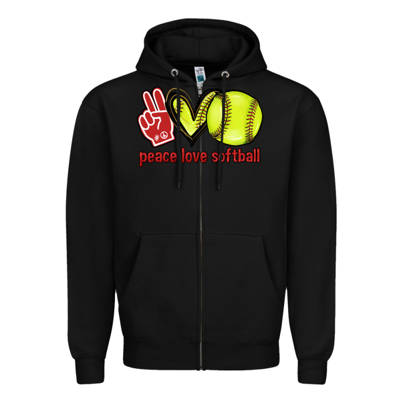 Peace Love Softball Zipper Hoodie by HowdyJamesFarm | Teevron