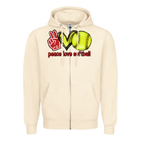 Sandshell Peace love Softball Zipper Hoodie - HowdyJamesFarm