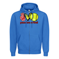 True Royal Peace love Softball Zipper Hoodie - HowdyJamesFarm