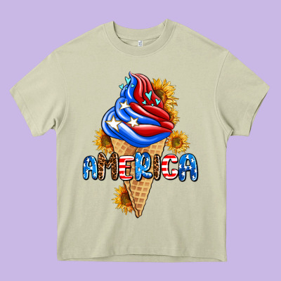 Ice Cream America Heavy Core Tee Designed By Adodesignshop