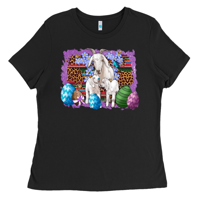 Goat Family Eggs Flowers Leopard Serape Glitter Ladies Tee by Artiststas | Teevron