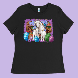 Goat Family Eggs Flowers Leopard Serape Glitter Ladies Tee Designed By Artiststas