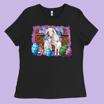Goat Family Eggs Flowers Leopard Serape Glitter Ladies Tee Designed By Artiststas