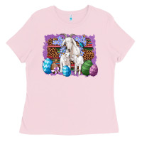 Bubblegum Pink goat family eggs flowers leopard serape glitter Ladies Tee - Artiststas
