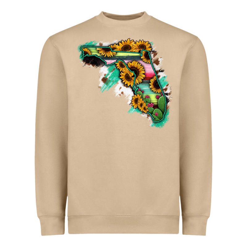 Florida Map With Sunflower And Serape Cactus Heavyweight Sweatshirt by Bettercallsaul | Teevron