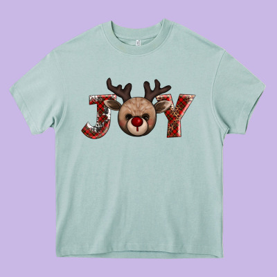Joy Reindeer Heavy Core Tee Designed By Adodesignshop