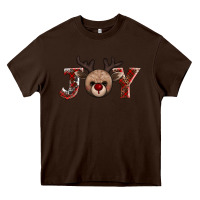Chocolate Brown joy reindeer Heavy Core Tee - AdoDesignShop