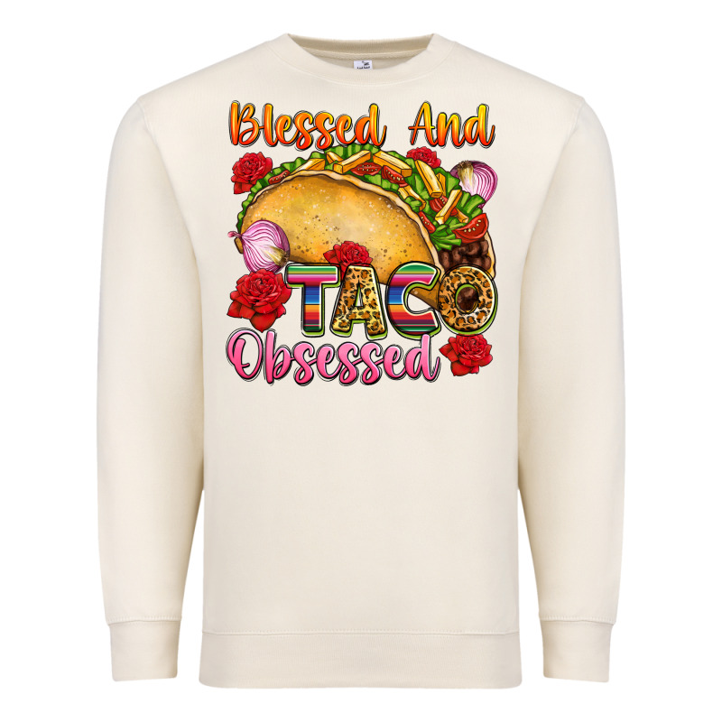Blessed And Taco Obsessed Mexico Premium Sweatshirt by FaDigitalArtStudio | Teevron