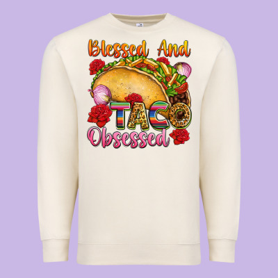 Blessed And Taco Obsessed Mexico Premium Sweatshirt Designed By Fadigitalartstudio