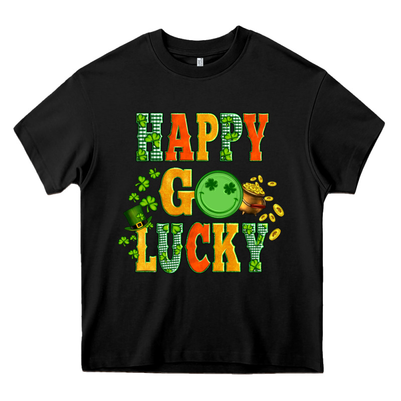Happy Go Lucky  With Coin And Shamrock Heavy Core Tee by Artiststas | Teevron