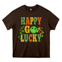 Chocolate Brown happy go lucky  with coin and shamrock Heavy Core Tee - Artiststas