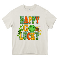 Cream happy go lucky  with coin and shamrock Heavy Core Tee - Artiststas