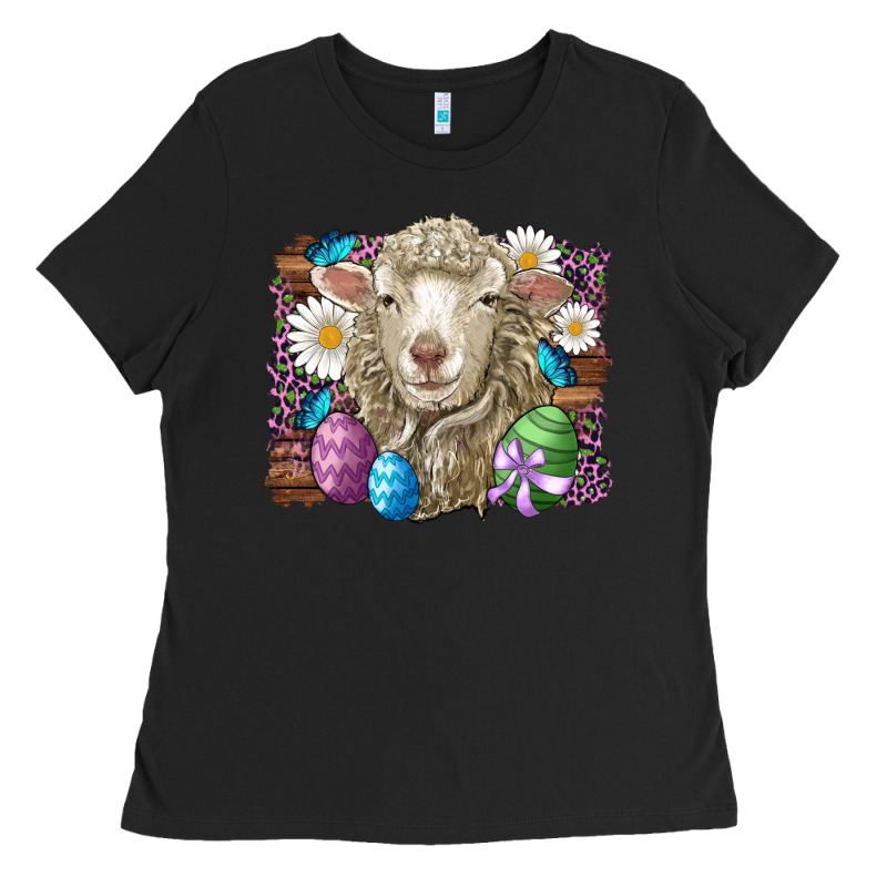 Easter Sheep Eggs Butterfly Daisys Leopard Glitter Wooden Ladies Tee by Artiststas | Teevron
