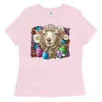 Bubblegum Pink easter sheep eggs butterfly daisys leopard glitter wooden Ladies Tee - Artiststas