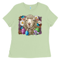 Matcha easter sheep eggs butterfly daisys leopard glitter wooden Ladies Tee - Artiststas