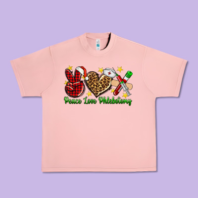 Peace Love Phlebotomy Christmas Urban Heavy Tee Designed By Nancycooperartshop