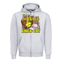 Heather Grey It's a Softball kinda day leopard Zipper Hoodie - HowdyJamesFarm