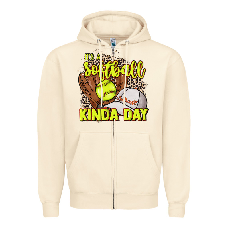 It's A Softball Kinda Day Leopard Zipper Hoodie by HowdyJamesFarm | Teevron