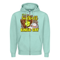 Seafoam It's a Softball kinda day leopard Zipper Hoodie - HowdyJamesFarm
