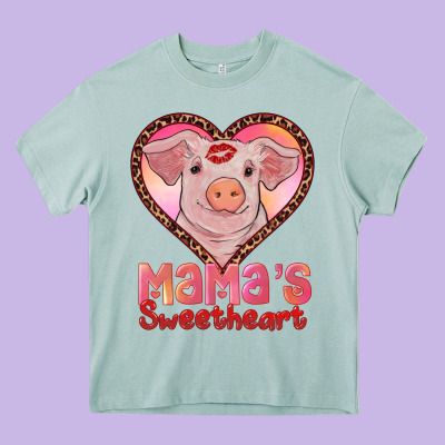 Mama's Sweetheart Baby Pig Heavy Core Tee Designed By Adodesignshop