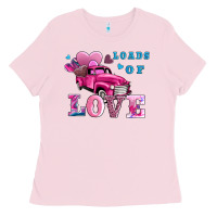 Bubblegum Pink loads of love wıth truck Ladies Tee - AdoDesignShop