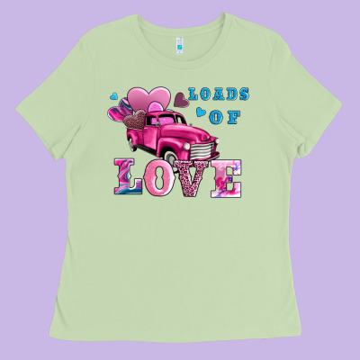 Loads Of Love Wıth Truck Ladies Tee Designed By Adodesignshop