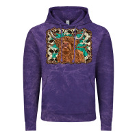 Cloud Purple highland cow western background Vintage Hoodie - RanaPortraitStore