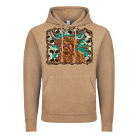 Vintage Coffee highland cow western background Vintage Hoodie - RanaPortraitStore