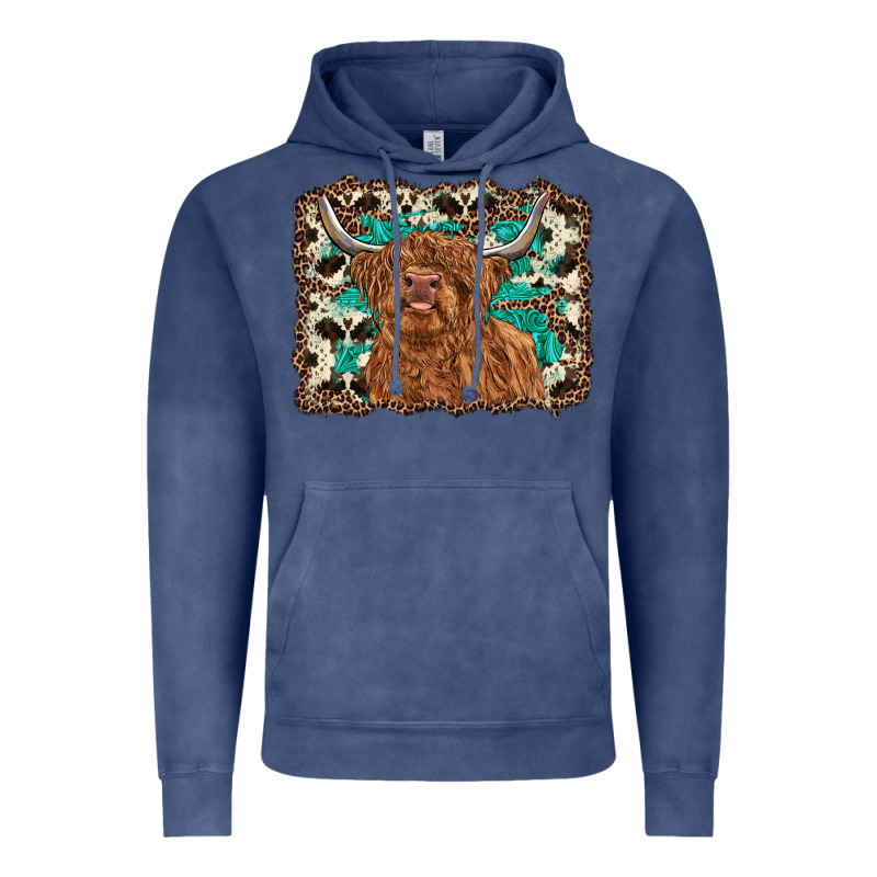 Highland Cow Western Background Vintage Hoodie by RanaPortraitStore | Teevron
