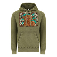 Vintage Olive highland cow western background Vintage Hoodie - RanaPortraitStore