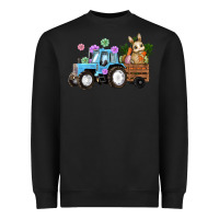 Black easter tracktor bunny carrot flowers  egg Heavyweight Sweatshirt - RanaPortraitStore