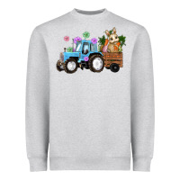 Heather Grey easter tracktor bunny carrot flowers  egg Heavyweight Sweatshirt - RanaPortraitStore