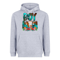 Heather Grey Boy Mom Flowers Cow Heavyweight Hoodie - CowCowDesign