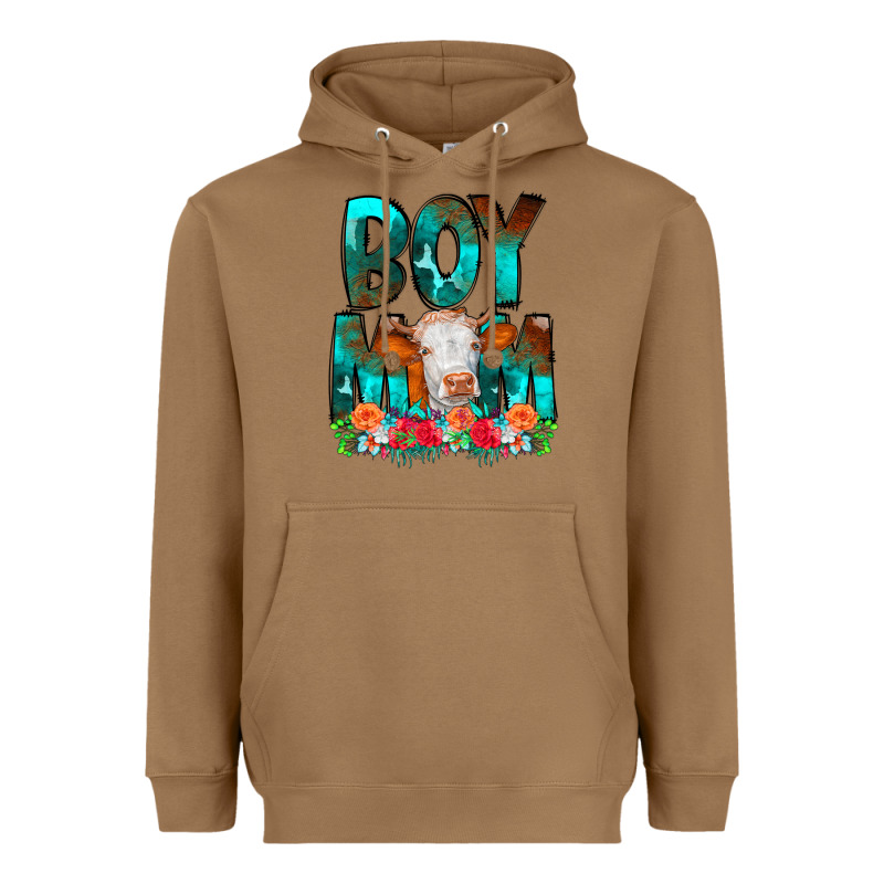 Boy Mom Flowers Cow Heavyweight Hoodie by CowCowDesign | Teevron