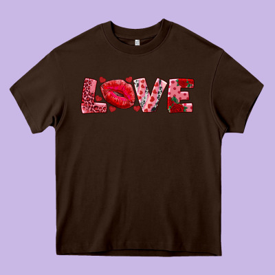 Love With Kiss Heavy Core Tee Designed By Adodesignshop