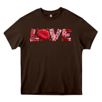 Chocolate Brown love with kiss Heavy Core Tee - AdoDesignShop