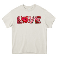 Cream love with kiss Heavy Core Tee - AdoDesignShop