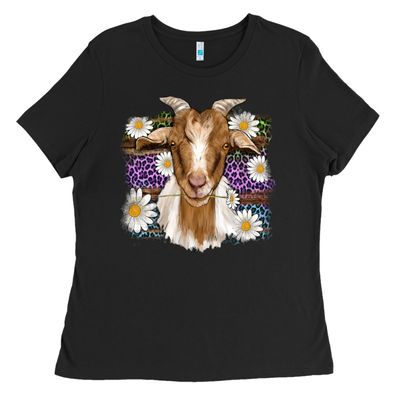 Easter Goat Daisys Leopard Wooden Ladies Tee by Artiststas | Teevron