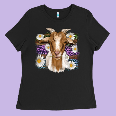 Easter Goat Daisys Leopard Wooden Ladies Tee Designed By Artiststas