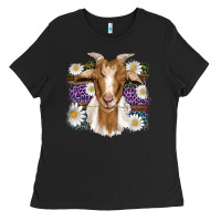 Black easter goat daisys leopard wooden Ladies Tee - Artiststas