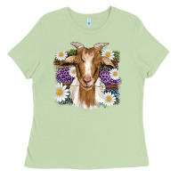 Matcha easter goat daisys leopard wooden Ladies Tee - Artiststas