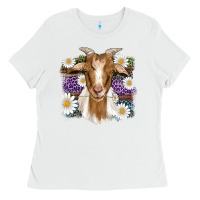 White easter goat daisys leopard wooden Ladies Tee - Artiststas
