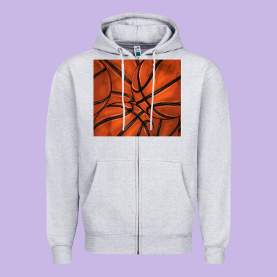 Distressed Basketball Pattern Zipper Hoodie Designed By Tumblerdesignbyshophia