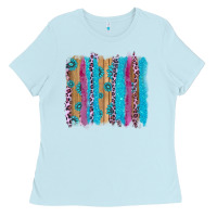 Baby Blue gemstone and pink leopard brushstrok Ladies Tee - AdoDesignShop