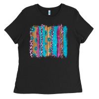 Black gemstone and pink leopard brushstrok Ladies Tee - AdoDesignShop
