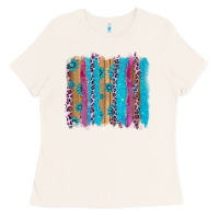 Bone gemstone and pink leopard brushstrok Ladies Tee - AdoDesignShop